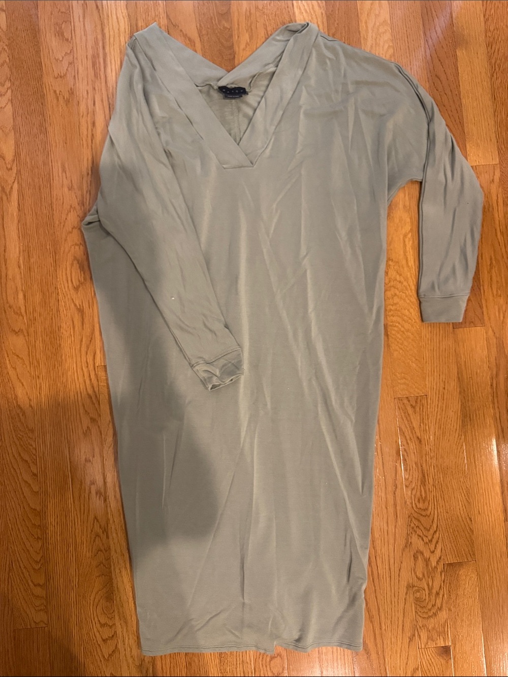 Hatch Sage V-Neck Long Sleeve Dress